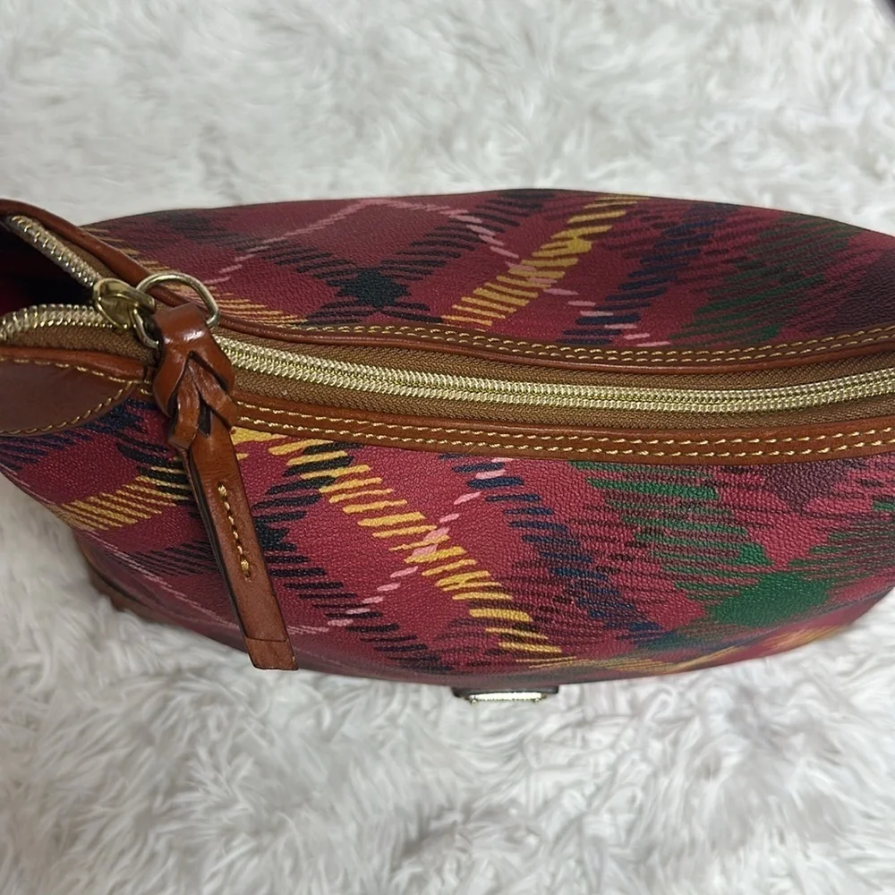 Dooney and Bourke Plaid Tartan Dome Handbag with Pebbled leather